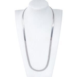 Vintage Sterling Silver 925 Wide Flat Italian Herringbone Chain Necklace 24”